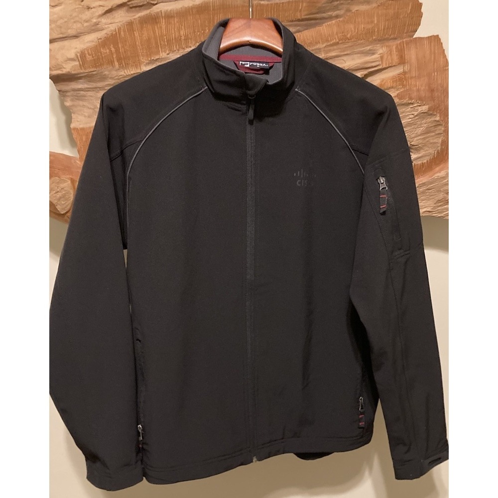 NWOT Fossa Apparel Branded Cisco Black Soft Shell Jacket Men's SZ M Zip Pockets